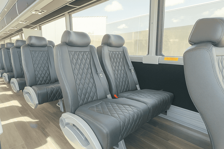 interior of Alhambra Minibus Company charter bus