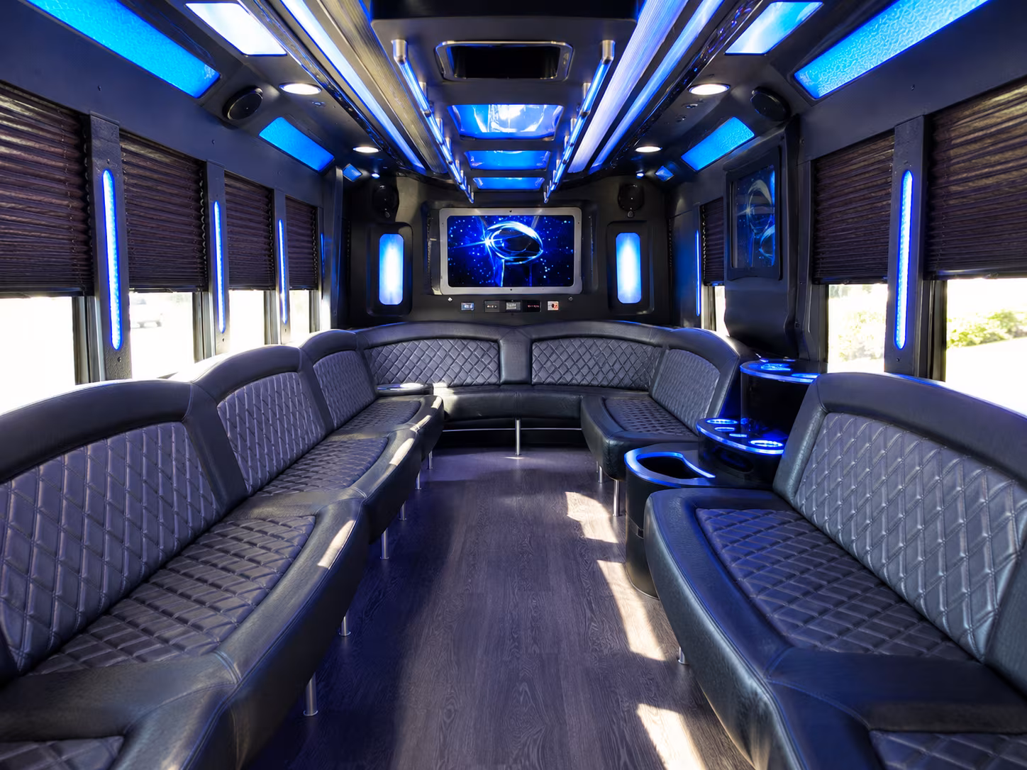 alhambra 28 passenger party bus inside